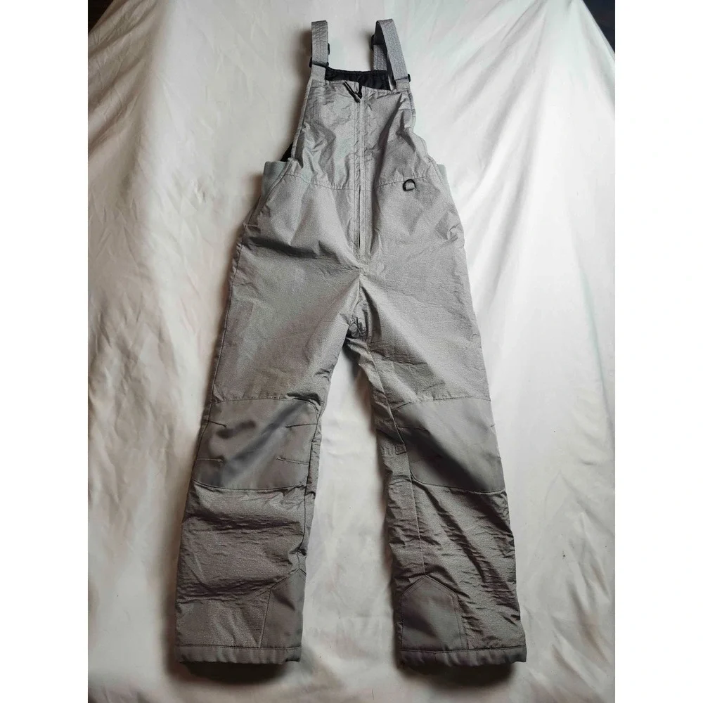 Wulful Kids Snow Bib Overalls Size 6-7 Gray Insulated Waterproof Winter Ski Pant